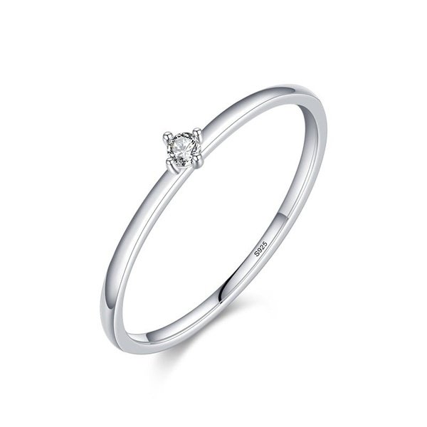Anel Solitário de Moissanite Prata