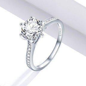 Anel Solitário Prata Elegance Diamante de Zircônia