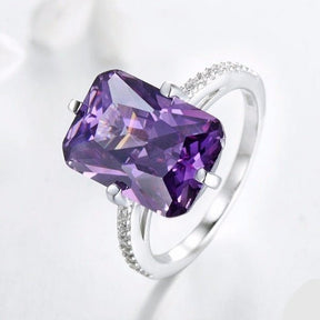 Anel Solitário Zircônia Violeta Prata