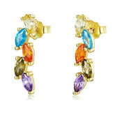 Brinco Folhas Coloridas Dourado