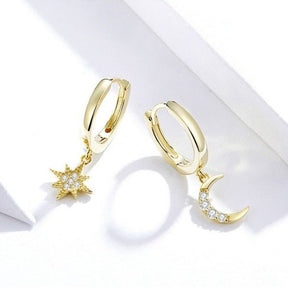 Brinco Lua e Estrela Banhado a Ouro 18K