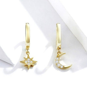 Brinco Lua e Estrela Banhado a Ouro 18K
