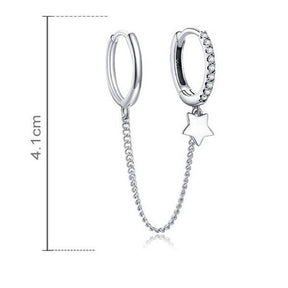 Brinco Prata Piercing Duplo Corrente