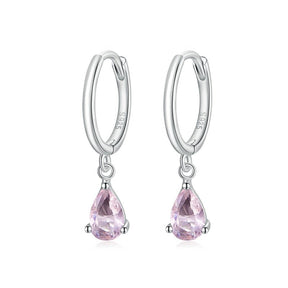 Brinco Prata Argola com Gota de Zircônia