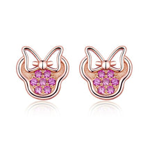 Brinco Prata Minnie Zircônias Rosas