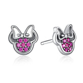 Brinco Prata Minnie Zircônias Rosas