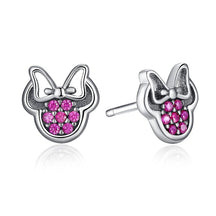 Brinco Prata Minnie Zircônias Rosas