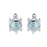 Brinco Prata Tartaruga Azul