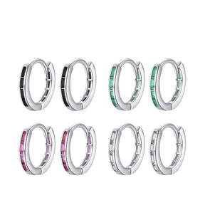 Brinco de Prata Argola com Zircônia Colorida