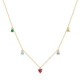 Colar Choker Prata Dourada Pingentes Coloridos