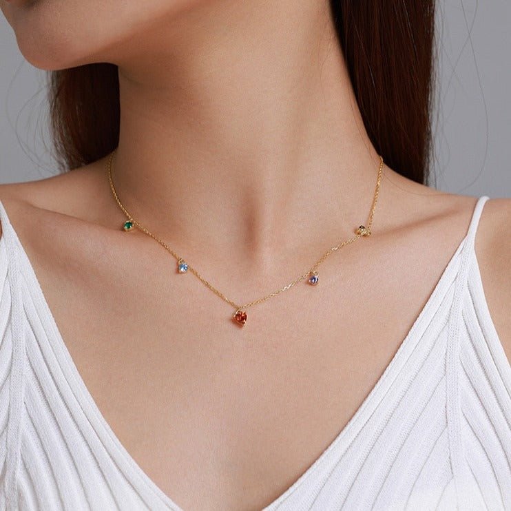 Colar Choker Prata Dourada Pingentes Coloridos