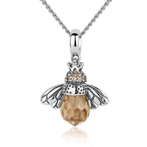Colar Prata Abelha com Cristal de Zircônia