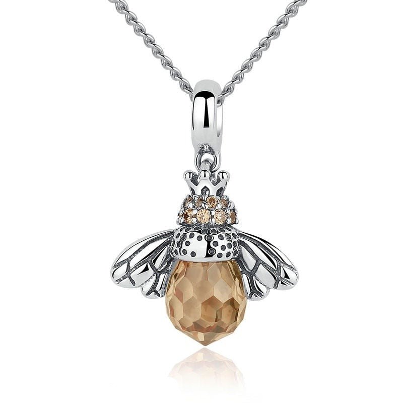 Colar Prata Abelha com Cristal de Zircônia