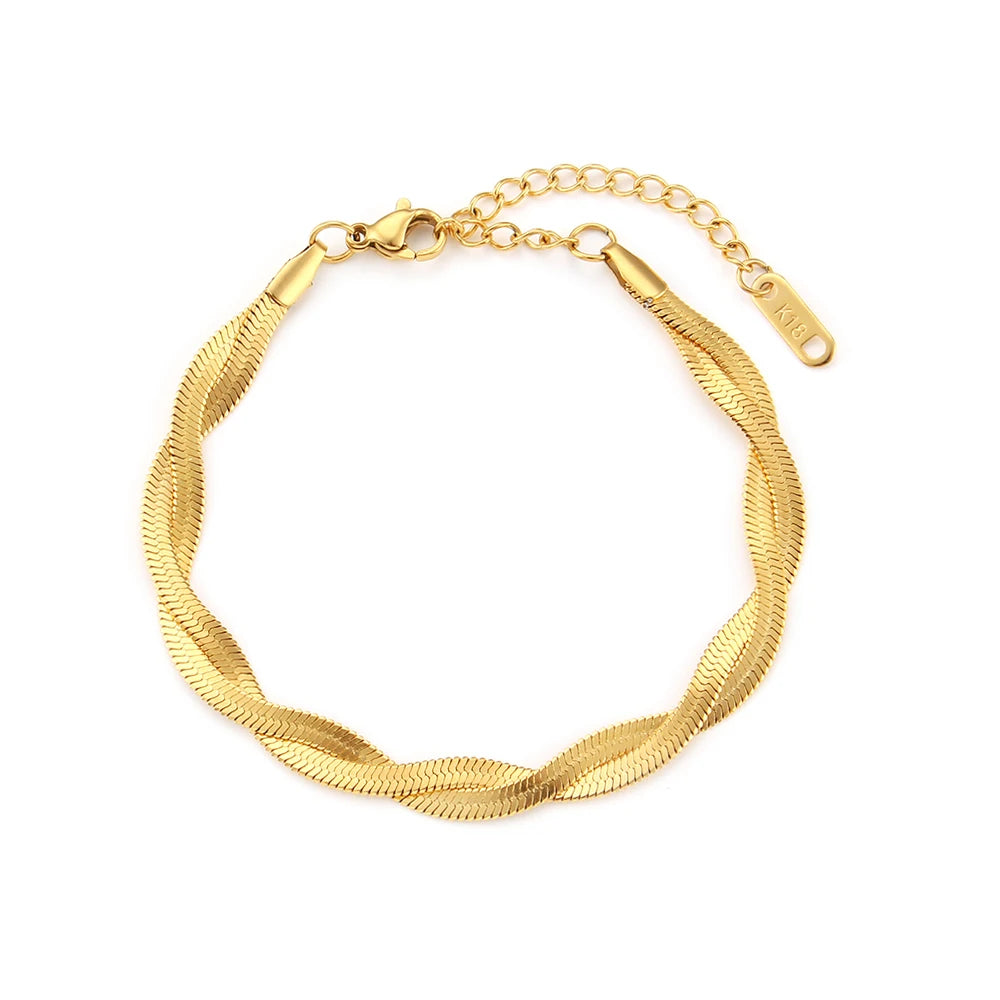 Pulseira Dourada Trançada 18K