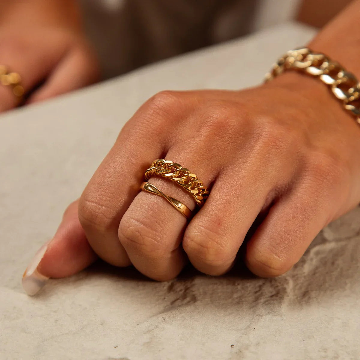 Anel Link Chain Dourado